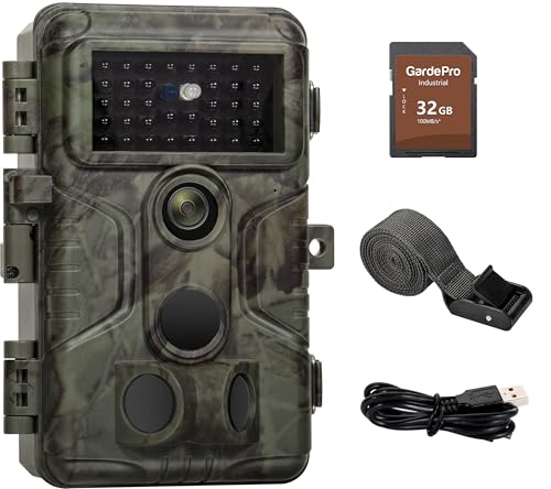 GardePro A3S Caméra de Chasse Carte SD 32G 64MP 1296P H.264 Vidéo, Vitesse de Dclenchement 0,1s et Angle de Dtection 120°, Jusqu' 30m Camera Chasse...