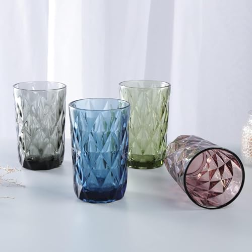 Image of Pink Juice Glasses Drinking Glasses, Highball Lead-Free Glasses, Tumblers for Water, Juice, Beer, Cocktail and Mixed Drinks - Pieces, Transparent (TR-10, 2 Count (Pack of 1))