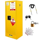 16 Gallons Flammable Storage Cabinet, 18.11' W x 35.5' H OSHA & NFPA Fire Resistant Cabinet with Adjustable Shelf, Hazardous Storage Cabinets for Industrial, Chemical & Home Safety(Yellow, 16 Gallons)
