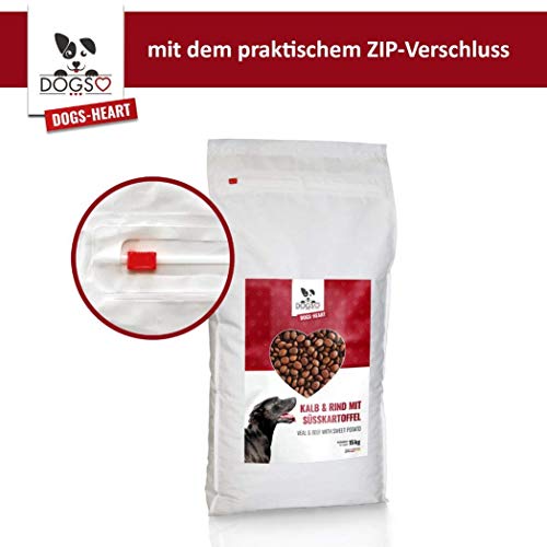 DOGS-HEART Kalb&Rind mit Süßkartoffel (15 kg) Hundefutter trocken Getreidefrei mit hohem Fleischanteil, Glutenfrei