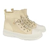 Zapatilla Abotinada para Mujer, de Estilo Calcetin Elastico, y Cierre de Cordon con Hebilla, Primavera Verano 2021. Talla 39 Beige Zapatilla Abotinada para Mujer, de Estilo Calcetin Elastico, y Cierre de Cordon con Hebilla, Primavera Verano 2021. Talla 39 Beige