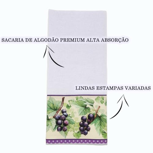 Kit 04 Pano De Prato Sacaria Premium Barrado Estamparia Digital 100% Algodão