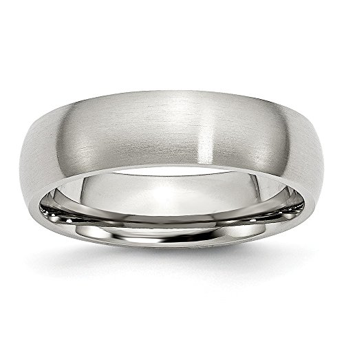 Solid Stainless Steel 6mm Matte Brushed Finish Plain Classic Wedding Band Ring Comfort-Fit