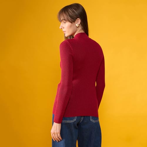 Image of 98 Degree Women Pure Cotton High Neck Sweater Has A Full Sleeve & Straight Hem-AW25AZG1156-BLACK