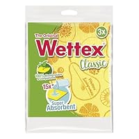 Vileda Wettex Classic Sponge Cloth | Pack of 3 | Sustainable Cleaning Cloth, Biodegradable and compostable | Non-Abrasive, reusuable and Rewashable | Streak-Free Multi-Purpose Wipes for Home Cleaning
