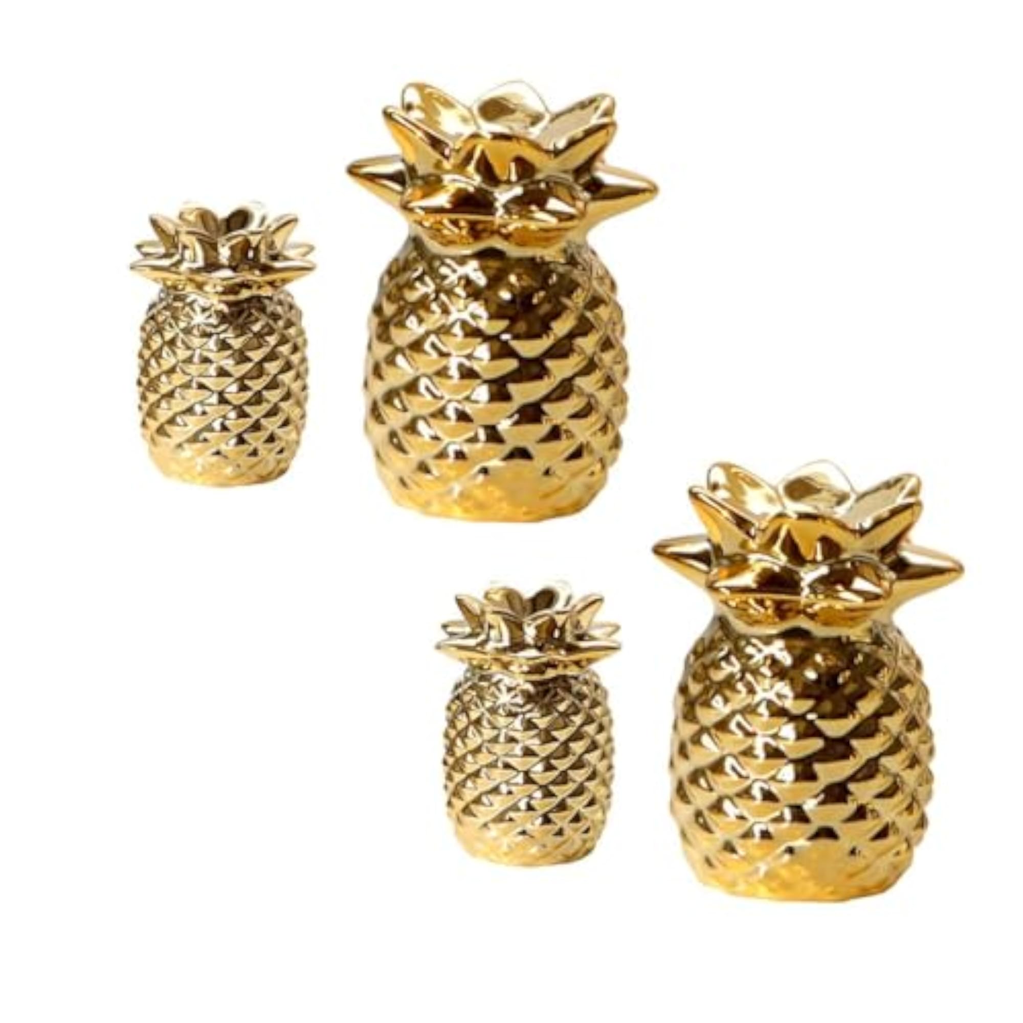 Ceramic Golden Pineapple Figurine Ornament Set for Home Decor