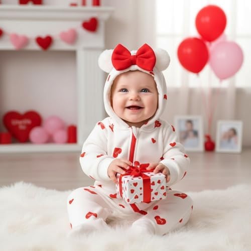 AMAWMW Newborn Baby Girl Winter Outfit Hooded Jumpsuit Infant One Piece Romper Baby Warm Snowsuit Clothes Gifts Set