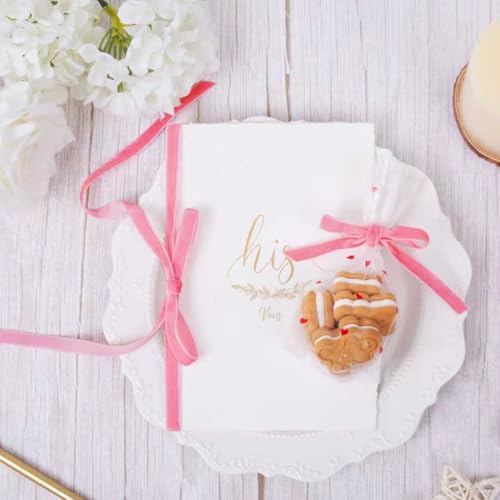Image of QIANF Vintage Peach Pink Velvet Ribbon Christmas Ribbon for Gift Wrapping Crafts Christmas Tree Ornaments Garland Decorations, 3 /8 Inch X 25Yd