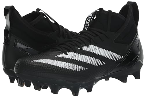 adidas Tênis de futebol americano unissex Adizero Impact, Preto/branco/preto, 9.5 Women/8.5 Men
