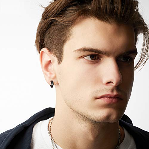 Eielo Clip On Hoop Earrings For Men Stainless Steel Fake Piercing Dangle Earring With Cross Feather Mens Clip On Huggie Hoop Earrings #TOP3