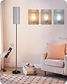 GOEBLESON Dimmable Floor Lamp for Living Room, Corner Floor Lamp with Remote, 66'' Standing Tall Lamp, Linen Lampshade, 10W 800LM LED Bulb for Bedroom Study, FCC Listed, Black and Gray H06LD05