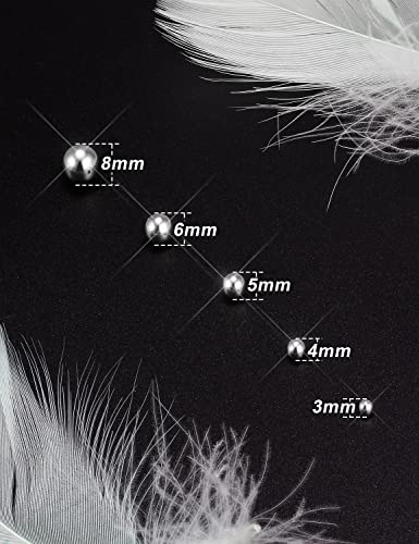 Boernfnso 14G 3Mm 4Mm 5Mm 6Mm 8Mm Externally Threaded 316L Surgical Steel Replacement Balls Barbell Tongue Nipple Belly Button Ring Earring Horseshoe Septum Eyebrow Piercing Balls For Women Men 50Pcs #TOP2