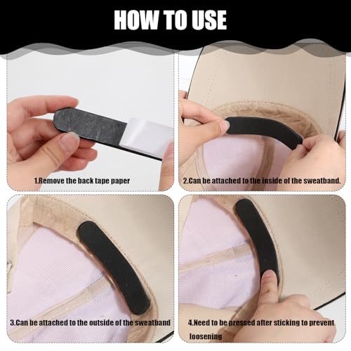 Bewudy 30 Stück Hutgrößen Reduzierer, 5mm Selbstklebend Hut Größe Reduzierer Schaumstoff Hut Verkleinerung Hutverkleinerer Hut-Schweißband Klebeband für Verschiedene Arten von Hüten (Schwarz, Weiß)