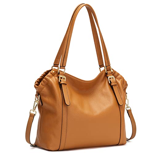 Kattee Women Genuine Leather Soft Totes Shoulder Hobo Purses And Handbags Top Handle Bags (Brown) #TOP6
