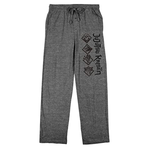 Bioworld Jujutsu Kaisen Symbols Men's Heather Gray Graphic Sleep Pants