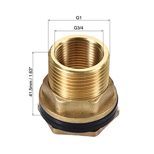 Conector pasamuros G3/4 hembra y G1 macho uxcell en latón para depósitos de agua 3