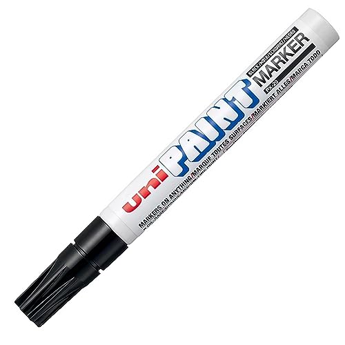 Uni Coloured Medium (2.2-2.8mm) PX-20 Black Oil Paint Marker Pen Metal Glass Wood Plastic Stone Outdoor Bullet Nib Tip (Pack Of 1)