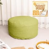布団収納 クッション 【クッションに早変わり・収納×くつろぎ2WAY・かさばり解消】 布団収納袋 背もたれ クッション 自立 羽毛布団 毛布 布団 座布団 マットレス 衣類 ぬいぐるみ 収納 ポケット付き 無地 洗える (ラウンド型,レタスグリーン)