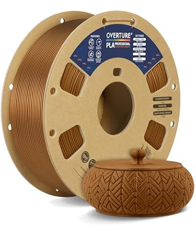 OVERTURE PLA Plus (PLA+) Filament 1.75mm, Stronger & More Durable, Professional Toughness 3D Printer Filament, 1kg (2.2lbs), Cardboard Spool, High Precision +/- 0.02mm (Copper)