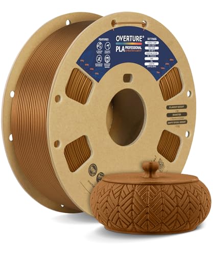 OVERTURE PLA Plus (PLA+) Filament 1.75mm, Stronger & More Durable, Professional Toughness 3D Printer Filament, 1kg (2.2lbs), Cardboard Spool, High Precision +/- 0.02mm (Copper)