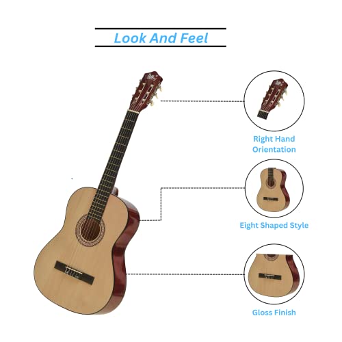 Image of BLUEBERRY VIP-390, Classical Guitar Spruce, Basswood With Bag, Belt, String Set and 2 Picks - 39 Inch (Natural)