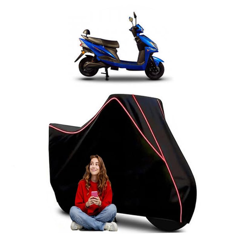 Image of Snap Scooty Bike Cover Water Resistant Outdoor Use Universal Fit Scooters Motorcycles Heavy Duty UV Protection Dust Rain Scratch Resistant Elastic Bottom Black Blue Piping