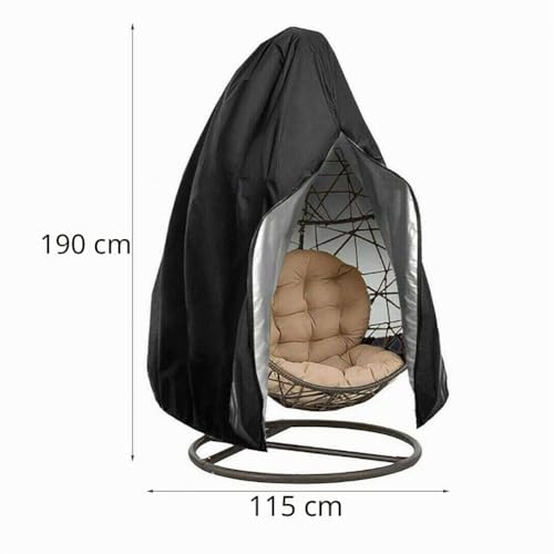Miniatura 2 de Cspone Funda Para Silla Colgante Impermeable Cubierta De Silla Colgante Para Patio Antipolvo Funda Mecedora Silla De Columpio De Huevos Silla Flotante Jardin Exterior Negro