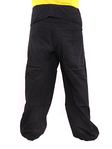 jing shop Men's Thai Fisherman Pants Cotton Solid Color With One Side Pocket X-Long3
