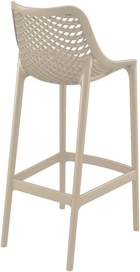 Pemberly Row Polypropylene Patio Bar Stool in Taupe - Set of 2