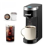 CHULUX Slim Single Serve Coffee Maker for K Cup Pod, Compact Portable Coffee Machine for Dorm, RV, Office and Travel, Matte Black