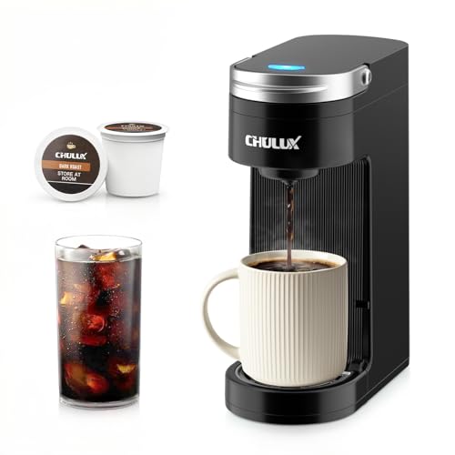 CHULUX Slim Single Serve Coffee Maker for K Cup, Fast Brewing, Matte Black