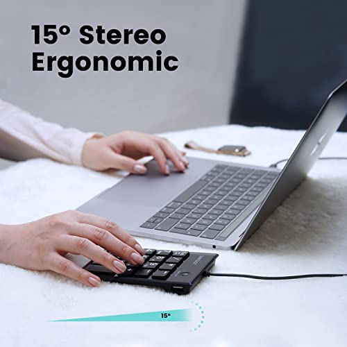 Perixx Peripad-202C Wired Usb-C Slim Numeric Keypad - Scissor Keys With 2 Usb-A Hubs And Tab Key - Compatible For Tablet, Laptop, & Desktop - Black #TOP4