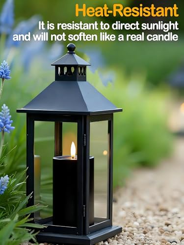 Image of Gmnee 3 inchx4 inch Outdoor Waterproof Flameless Candles with Remote Timers Plastic | 2 Pack Battery Operated Candles, LED Candles, Electric Fake Pillar Candles for Patio, Porch, and Lanterns Decor (Black)