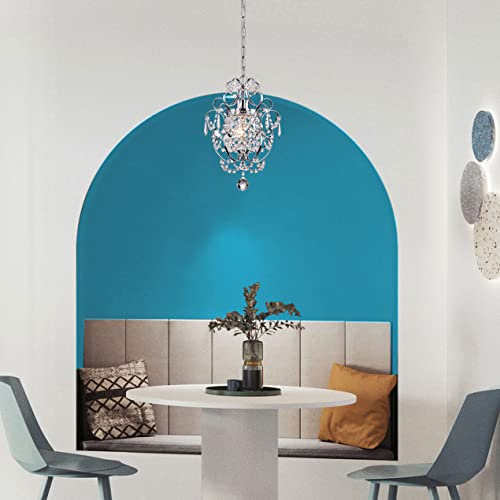 Edvivi Amorette Mini Chandelier Chrome Crystal Chandeliers, 1 Light Modern Elegant Glam Ceiling Light Fixture Chrome, Adjustable Hanging Lighting For Closet, Bedroom, Girls Room, Kitchen Island #TOP3