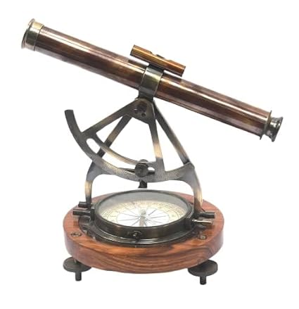 Antique Brass Nautical Alidade Telescope Compass Surveying Theodolite Marine Table Decor Vintage Brass Alidade Compass Antique Survey Transit Telescope Instrument