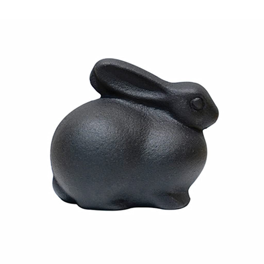Home Metal Wall Decor, Desk Statues 2.0" Cast Iron Rabbit Statue, Black Bunny Sculpture Hand Carved Animal Fine Art Collectible Decorative of Home Figurine Decor Figurines