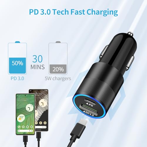 Adaptador de carga de coche PD PPS para Google Pixel 8 7 6 y Samsung 4