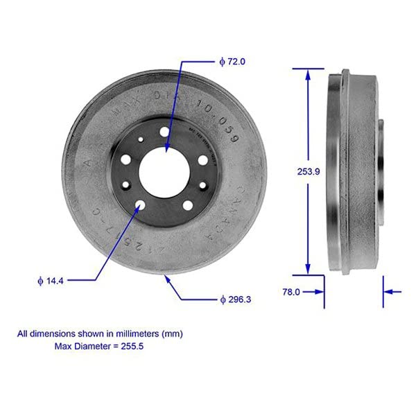 Image of Bendix Premium PDR0735 Rear Brake Drum for Mazda MPV 2003-2000