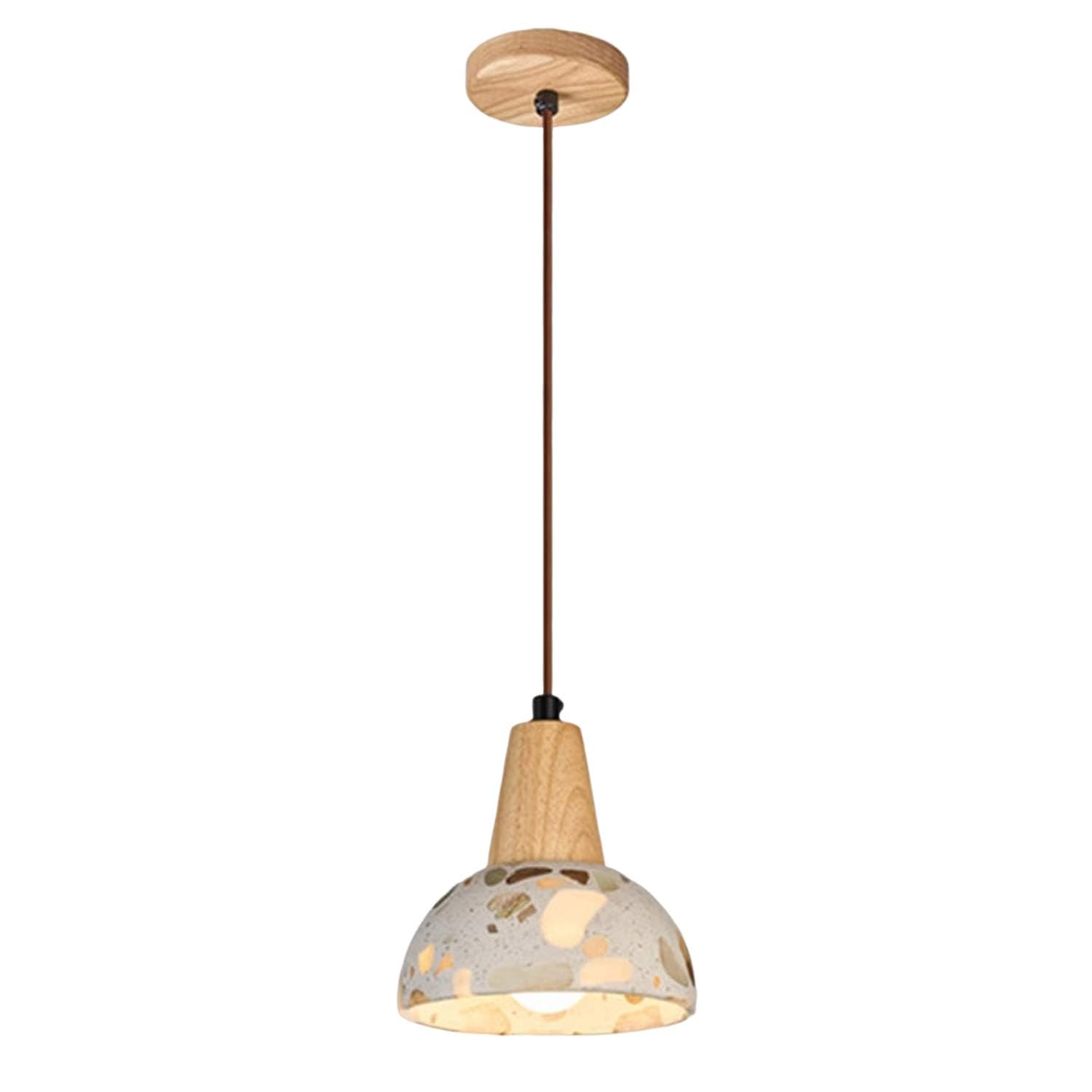 USMJQVZ Modern Terrazzo Pendant Light Fixture,Stone Pendant Lights with Wood,Vintage Farmhouse Chandelier for Kitchen Island Dining Room Living Room Bedroom Restaurant