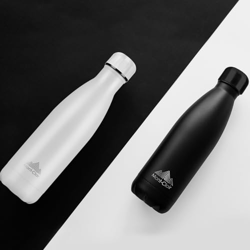Mont-Clair l'O Trinkflasche Edelstahl - Thermosflasche - BPA-freie - Water Bottle, Edelstahl trinkflasche 500ML - 24h Kalt & 12h Warm - Trinkflasche Auslaufsicher - Schwarz
