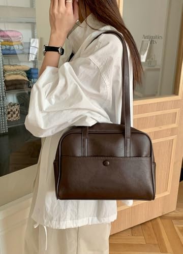 Soft Vegan Leather Shoulder Bags for Women Large Vintage Tote Purse Working Shopping Handbag Underarm Satchels4