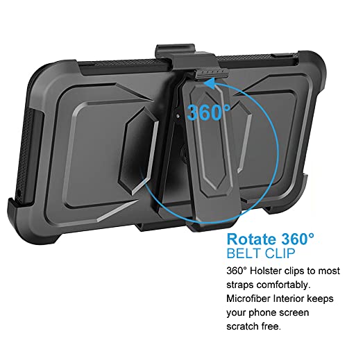 TJS Compatible for Samsung Galaxy A15 5G Case, with [Tempered Glass Screen Protector] Belt Clip Holster Hybrid Kickstand Heavy Duty Phone Case Cover (Black) - Thumbnail 5