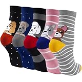 SukModen Lustige Socken Damen Bunte Socken aus Baumwolle, Hundemotiv & Weihnachts-Motiv, Katzensocken Tier-Motiv, Geschenkidee für Frauen Geburtstag & Weihnachten,Valentinstag-Geschenk für sie,5 Paare