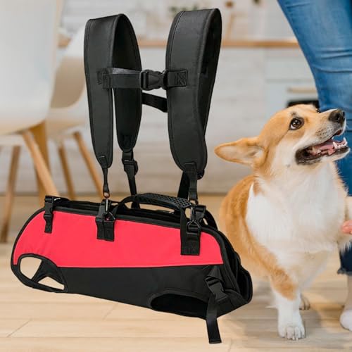 Nishiyuenyi Mochila de Transporte para Cães com Design Funcional E Pernas para Fora, Preto Vermelho,