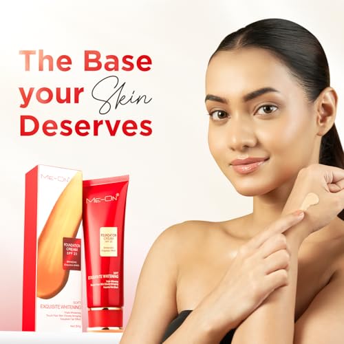 Image of ME-ON Exquisite Whitening Foundation Cream | Lightweight Formula | Natural Finish | Seamless Blend | All-Day Wear | Brightens Skin Tone (01-Ivory, 80 gm)