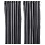 Ikea SANELA - Cortinas para oscurecer la habitación, 1 par, 140 x 300 cm, color gris oscuro