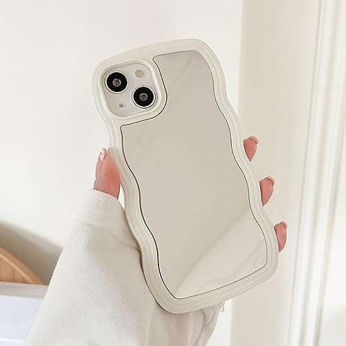 Coque miroir iPhone 13 vagues blanches souple de maquillage