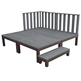 アイガーデン(igarden) アイウッドデッキ PLUS セット 縦柵 ハイフェンス ハイタイプ オリジナル 腐らない 人工木デッキ 縁台 WPC 木樹脂 デッキセットリビング延長 アルミ製 4d3h1sbk(ブラック1.0坪)