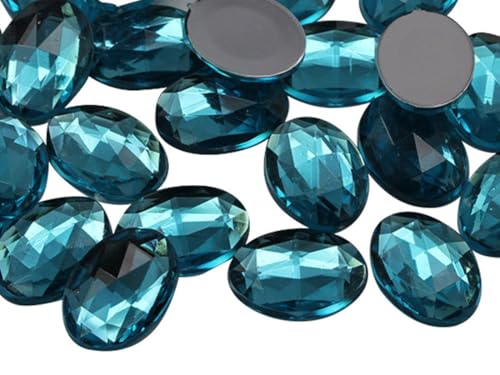 Allstarco 14x10mm (9/16x13/32) Blue Aqua Oval Acrylic Gems, 45 PCS