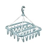 Sockentrockner Wäscheständer mit 32 Klammern Faltbarer Wäscheständer Aufhänger Unterwäsche Kleiderbügel Wäscheklammern Socken Trockenständer für Handtücher Handschuhe Hüte Blau